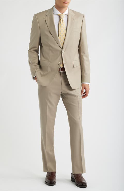 Huge Slim Fit Tan Virgin Wool Suit