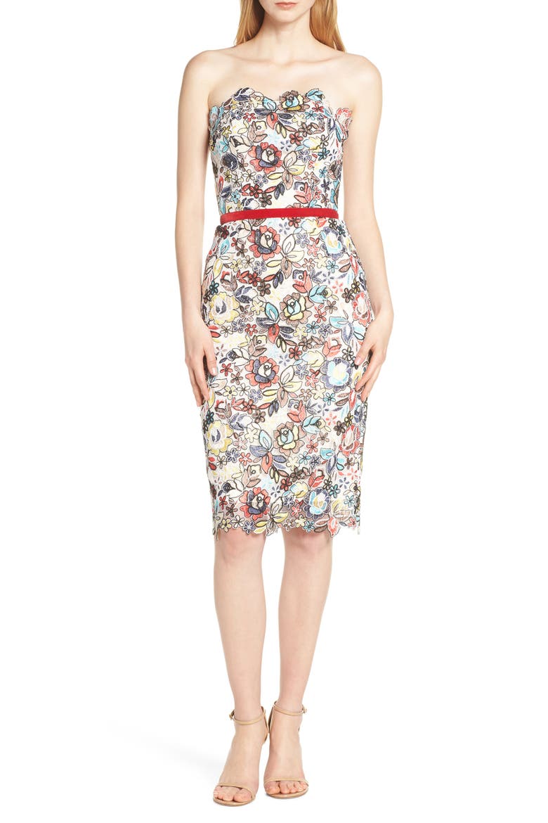 Bronx and Banco Maria Blanc Strapless Pencil Dress, Main, color, MULTICOLOR