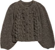 Meruert Tolegen Cross Pleat Crop Hand Knit Sweater