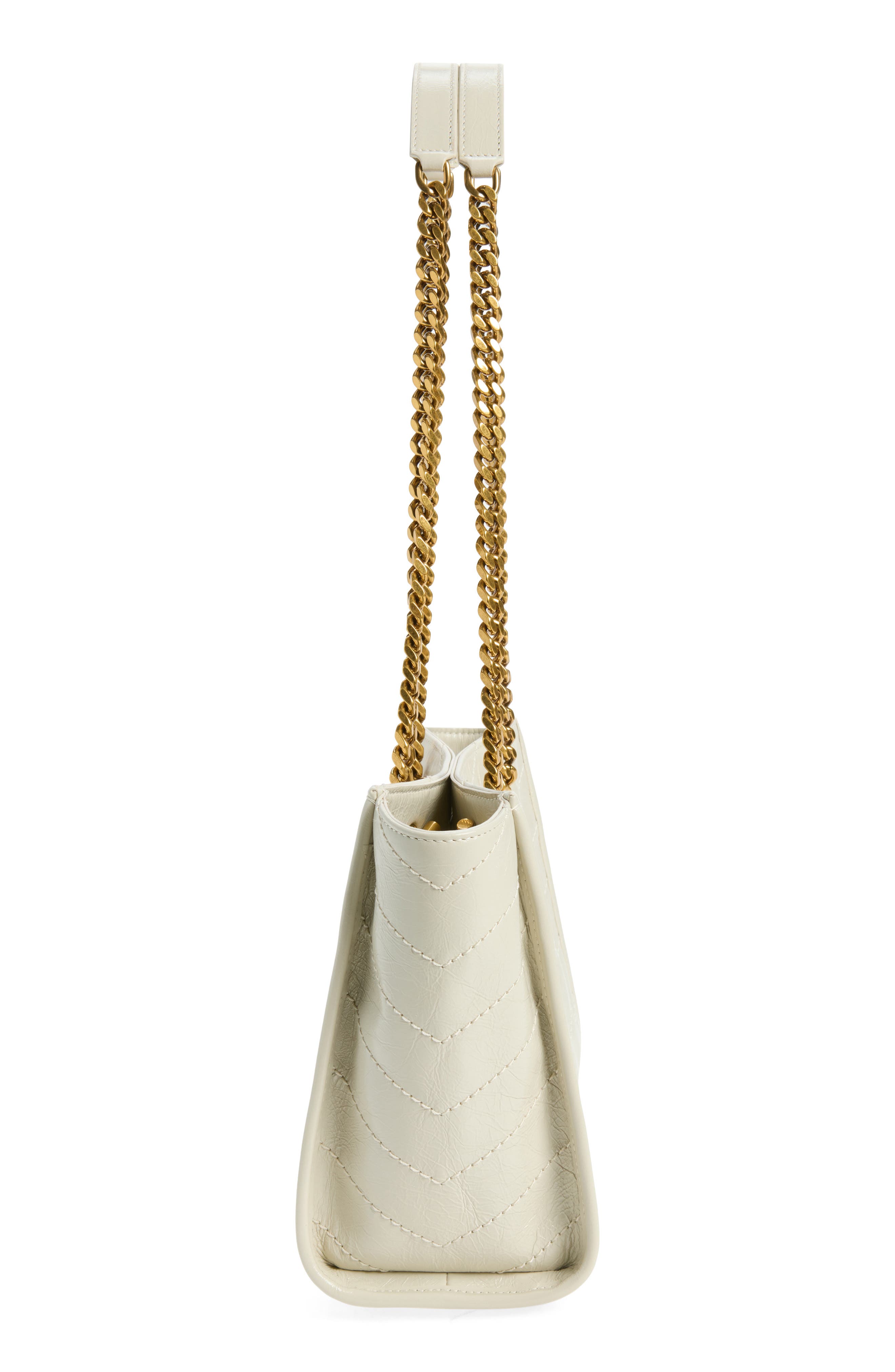 Small Niki Matelassé Leather Shopping Tote, Alternate, color, BLANC VINTAGE