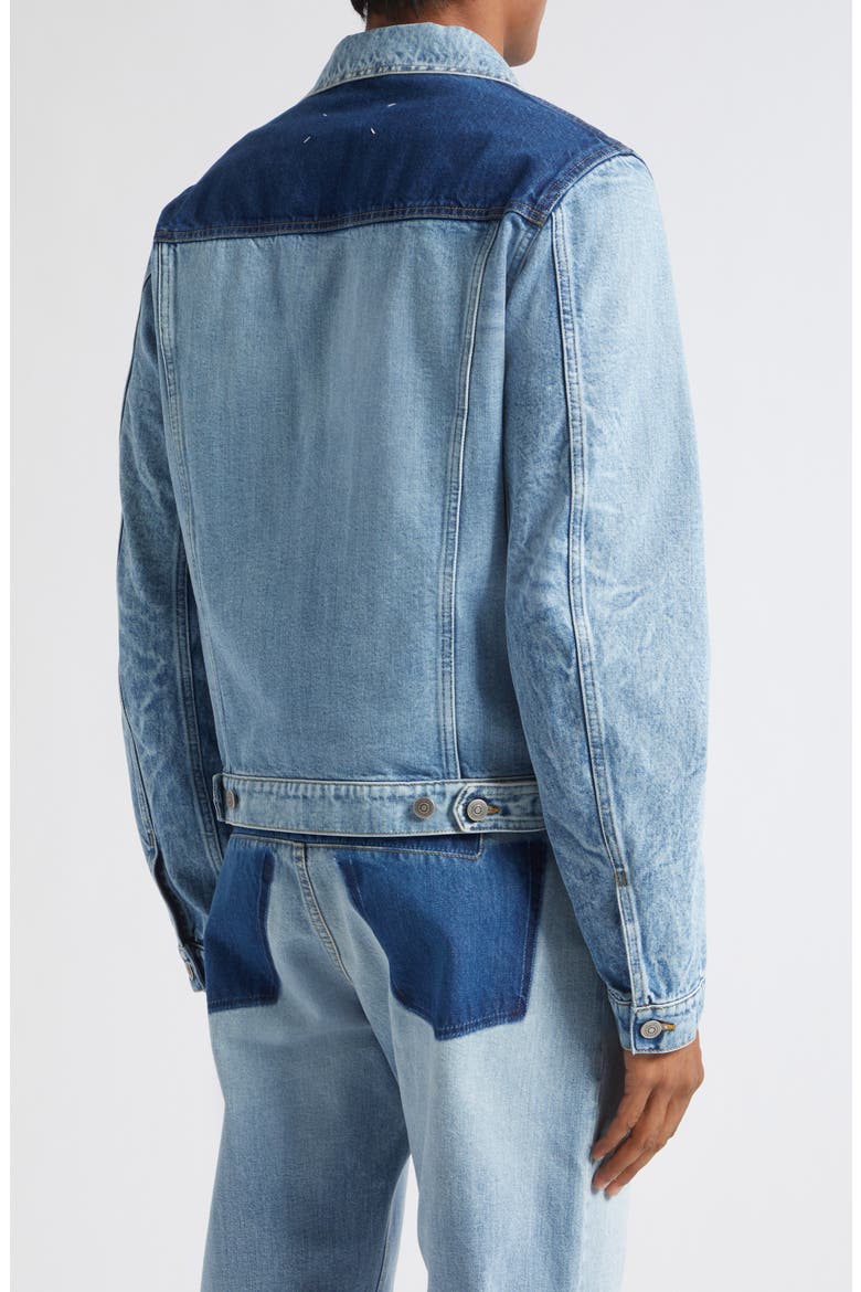Patchwork Denim Trucker Jacket, Alternate, color, SHADES OF INDIGO BLUE