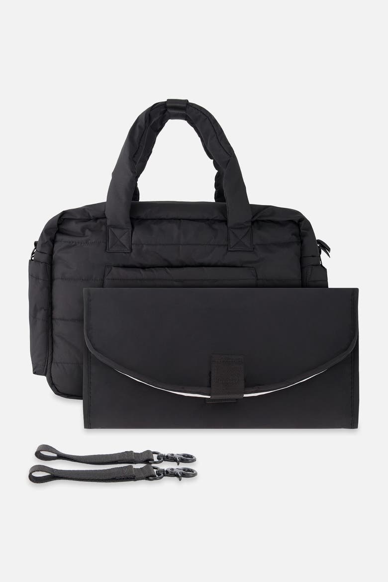 Water-Repellent Changing Mat Diaper Bag, Alternate, color, Black