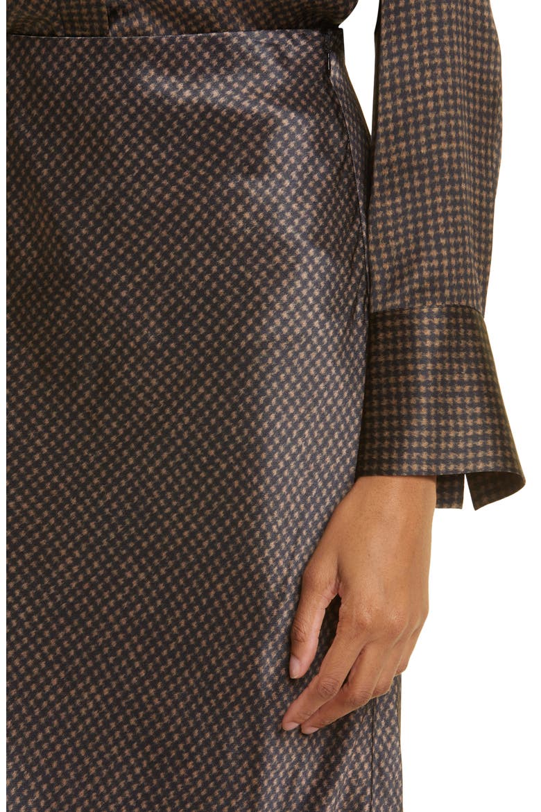 Brushed Houndstooth Check Satin Slip Skirt, Alternate, color, BLACK/CAMEL