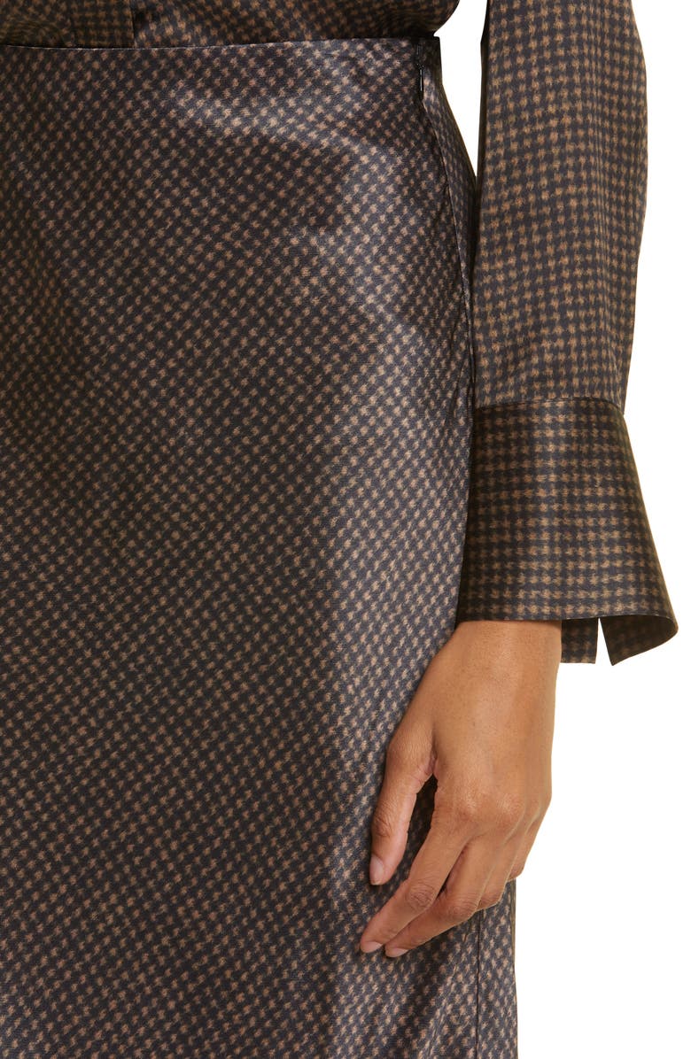 Vince Brushed Houndstooth Check Satin Slip Skirt, Alternate, color, Black/Camel