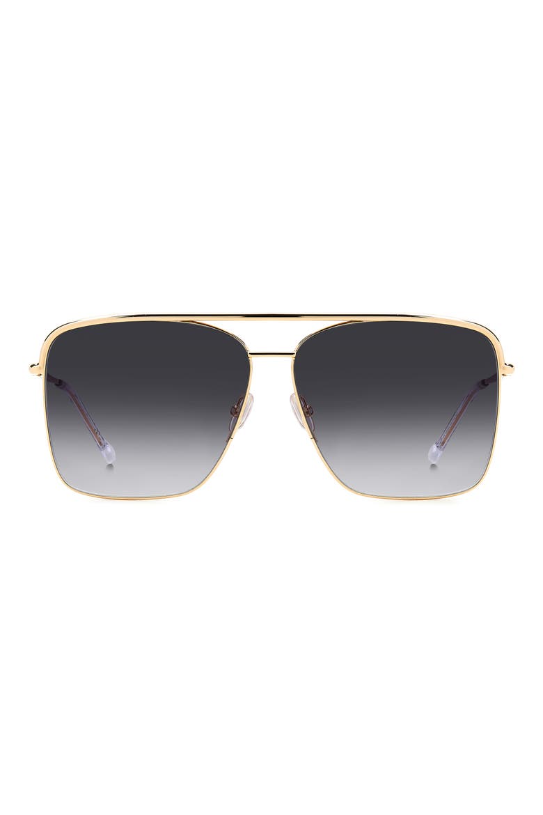 Wild Metal 62mm Gradient Oversize Rectangular Sunglasses, Main, color, ROSE GOLD/ GREY SHADED