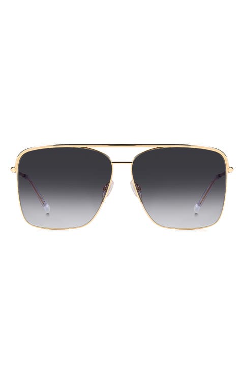 Wild Metal 62mm Gradient Oversize Rectangular Sunglasses