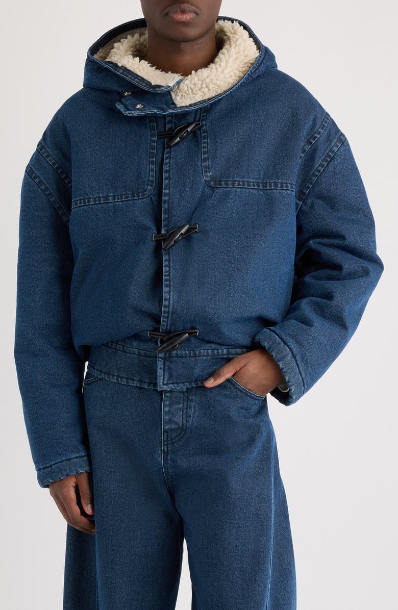 Jacquemus Le Duffle De-Nimes Hooded Jacket, Main, color, Navy