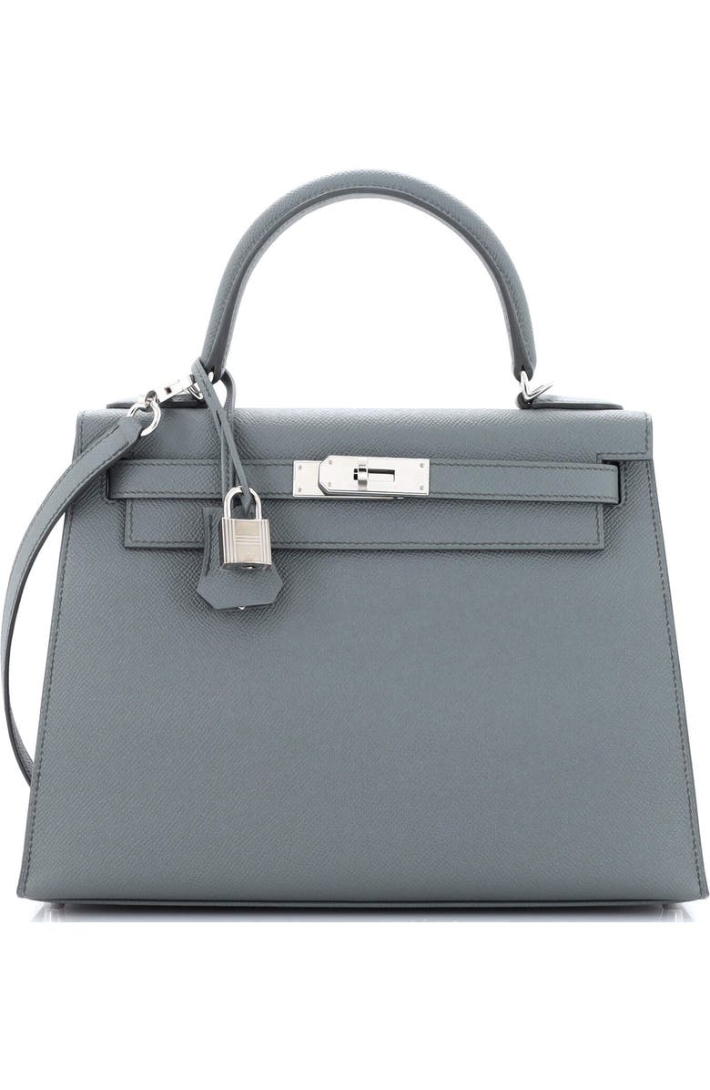 Pre-Owned Hermes Kelly Handbag Green Epsom with Palladium Hardware 28, Main, color, Vert Amande