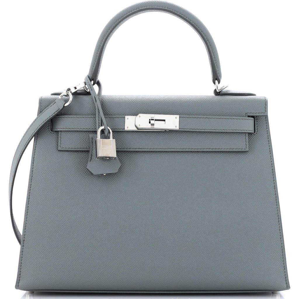 Pre-owned Hermes Hermes Kelly Handbag Green Epsom With Palladium Hardware 28 In Green