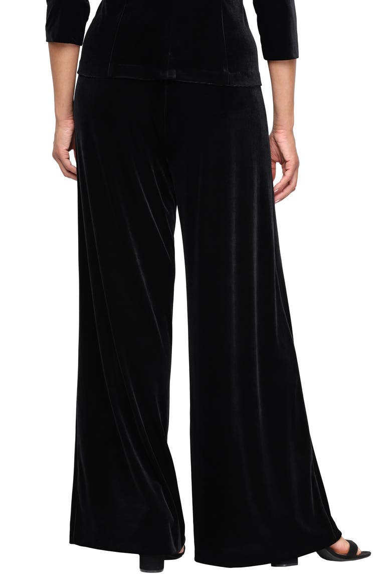 Stretch Velvet Palazzo Pants, Alternate, color, BLACK