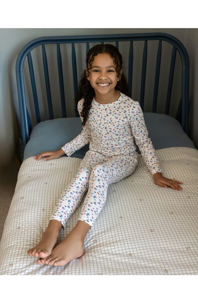 MiniMoi Infant Candied Hearts Pointelle Pull-On Pajama Set, Alternate, color, Multi Color Print