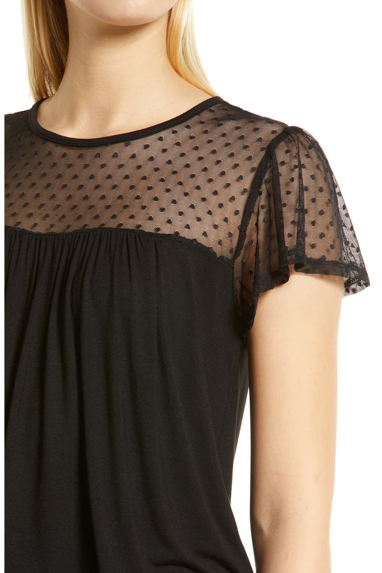 Mesh Dot Shirt, Alternate, color, BLACK