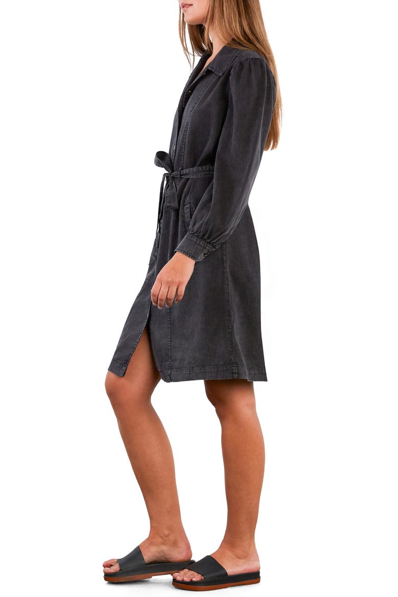 Sweet Fade Tie Waist Denim Shirtdress, Alternate, color, GREY FADE