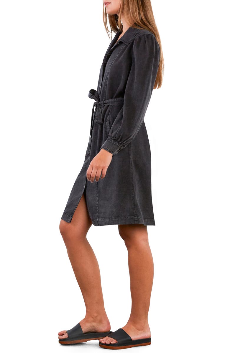 Wash Lab Denim Sweet Fade Tie Waist Denim Shirtdress, Alternate, color, Grey Fade