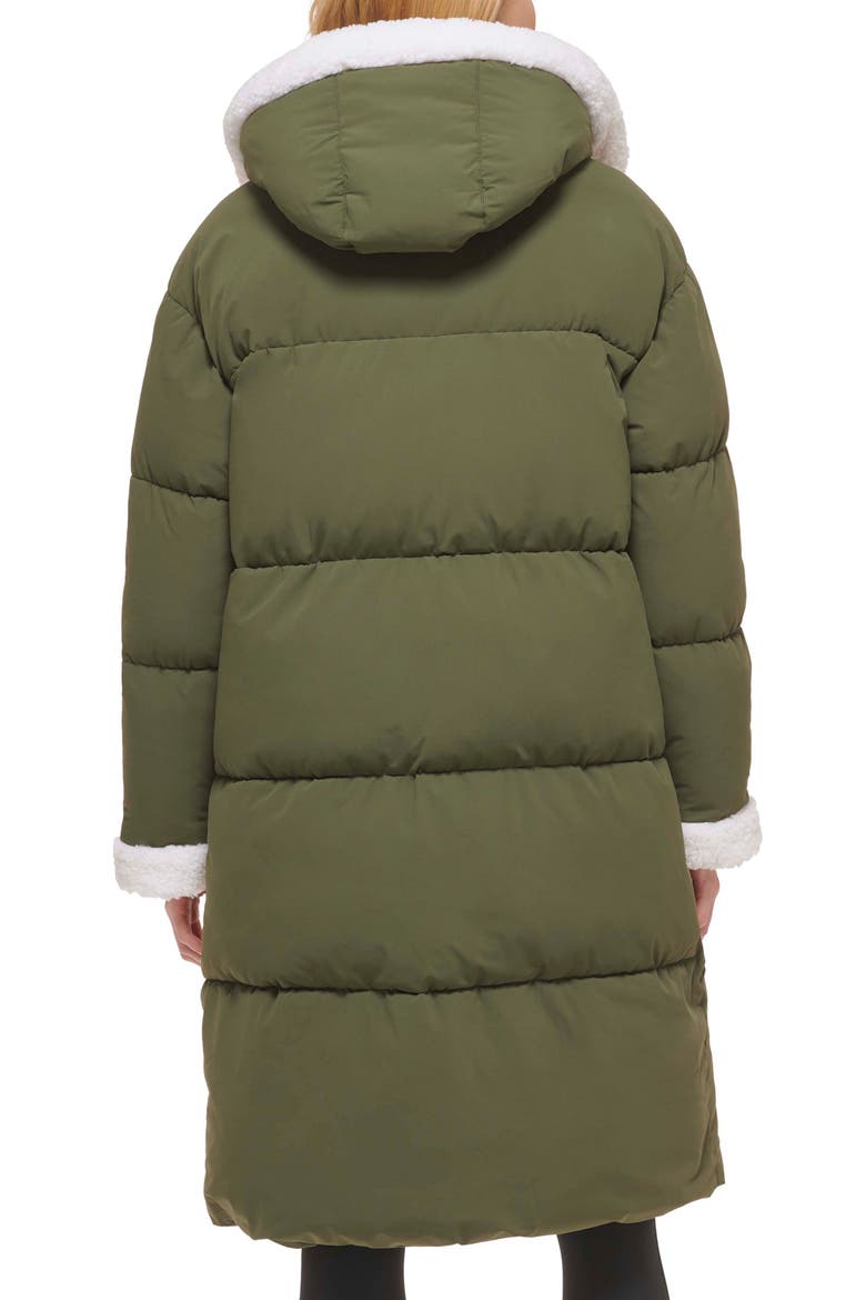 Faux Shearling Trim Puffer Parka, Alternate, color, ARMY GREEN