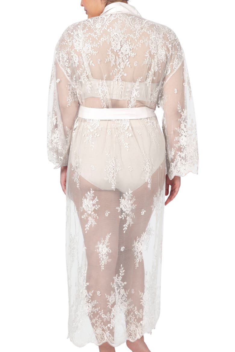 Darling Sheer Lace Robe, Alternate, color, IVORY