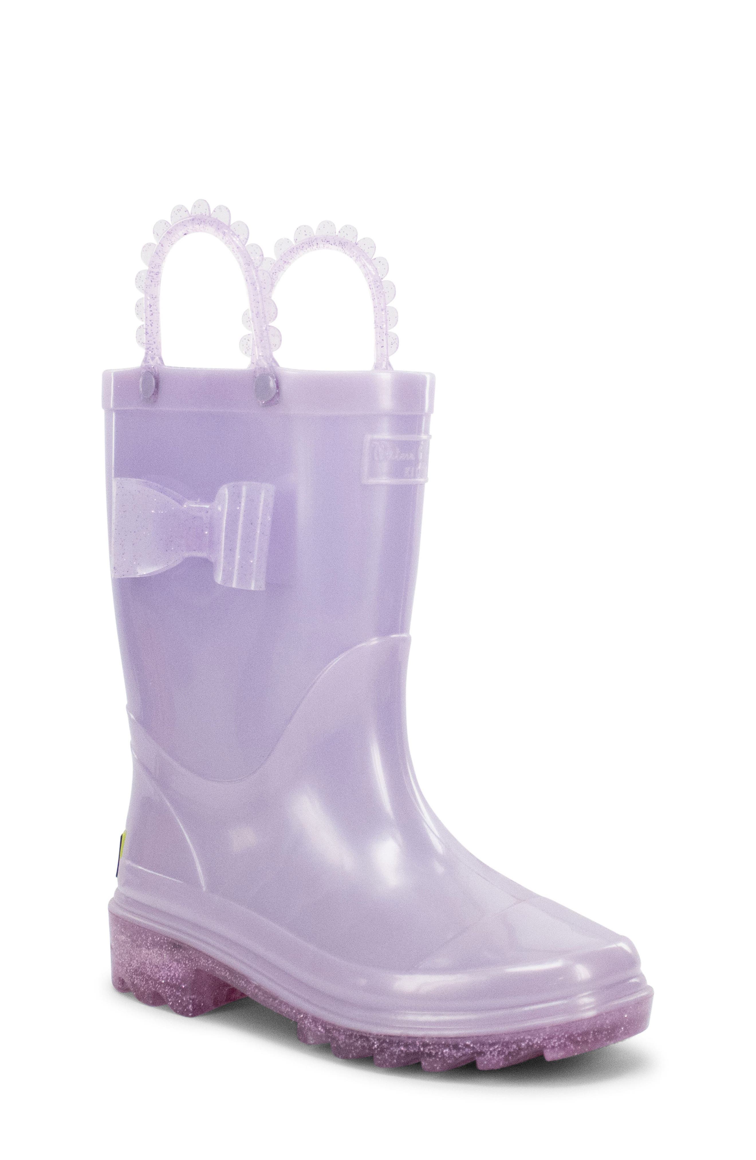 Western Chief Kids' Pearlized Light-Up Waterproof Rain Boot, Main, color, Lavender