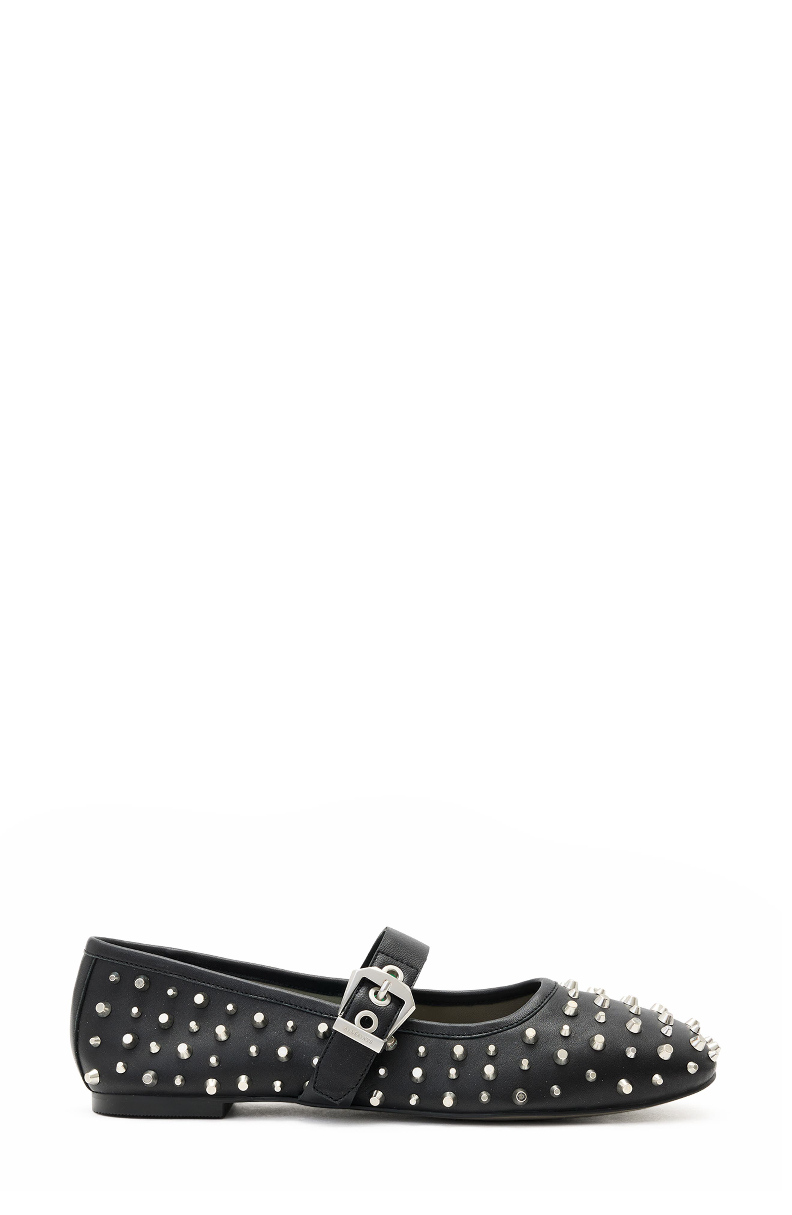 AllSaints Holly Stud Mary Jane Flat, Alternate, color, Black