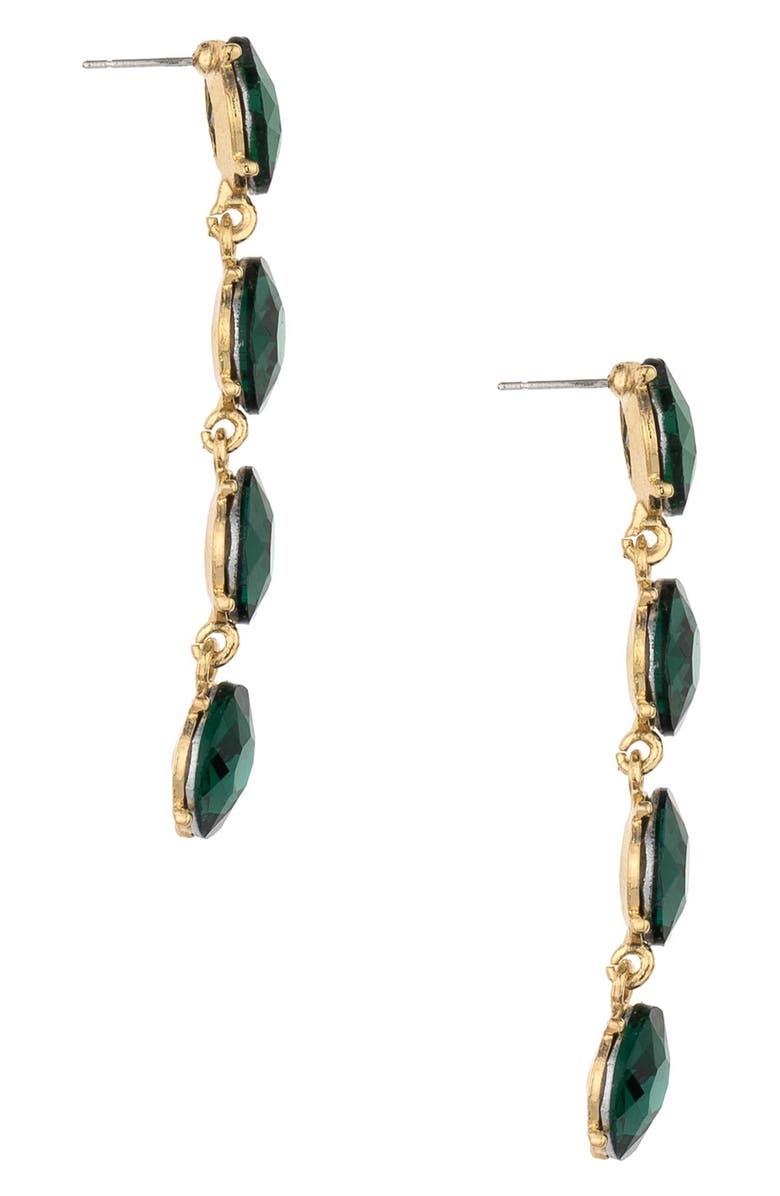 Ettika Four the Money Crystal Drop Earrings, Alternate, color, Green