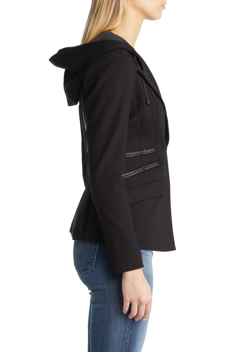 Gayatri Hooded Blazer Jacket, Alternate, color, BLACK