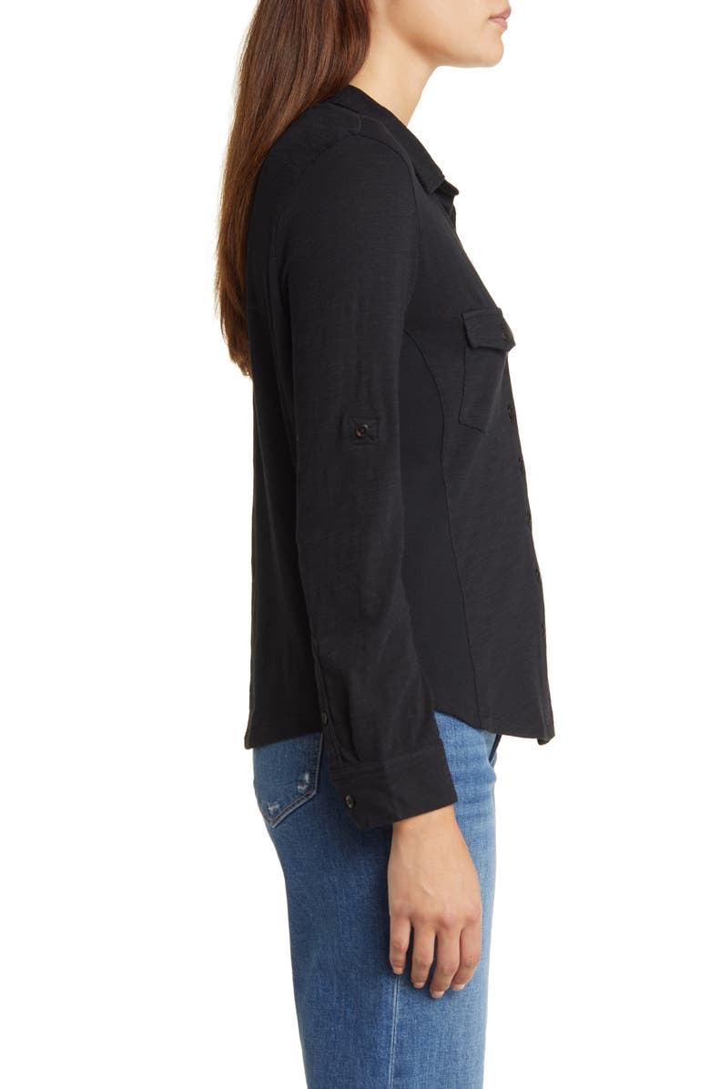 Caslon<sup>®</sup> Roll Tab Knit Shirt, Alternate, color, Black