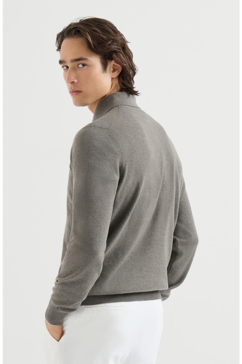 Cashmere knit polo shirt, Alternate, color, Military
