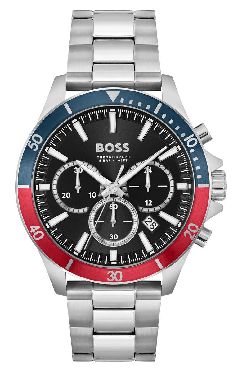 BOSS Troper Chronograph Bracelet Watch, 45mm, Main, color, 