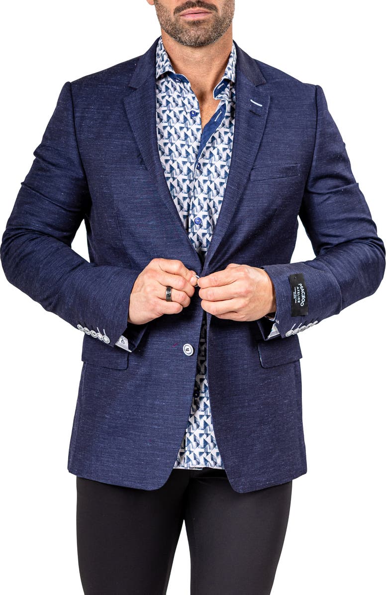 Maceoo Socrate Marthyr033 Blue Slub Wool & Silk Blend Wool Sport Coat, Alternate, color, Blue