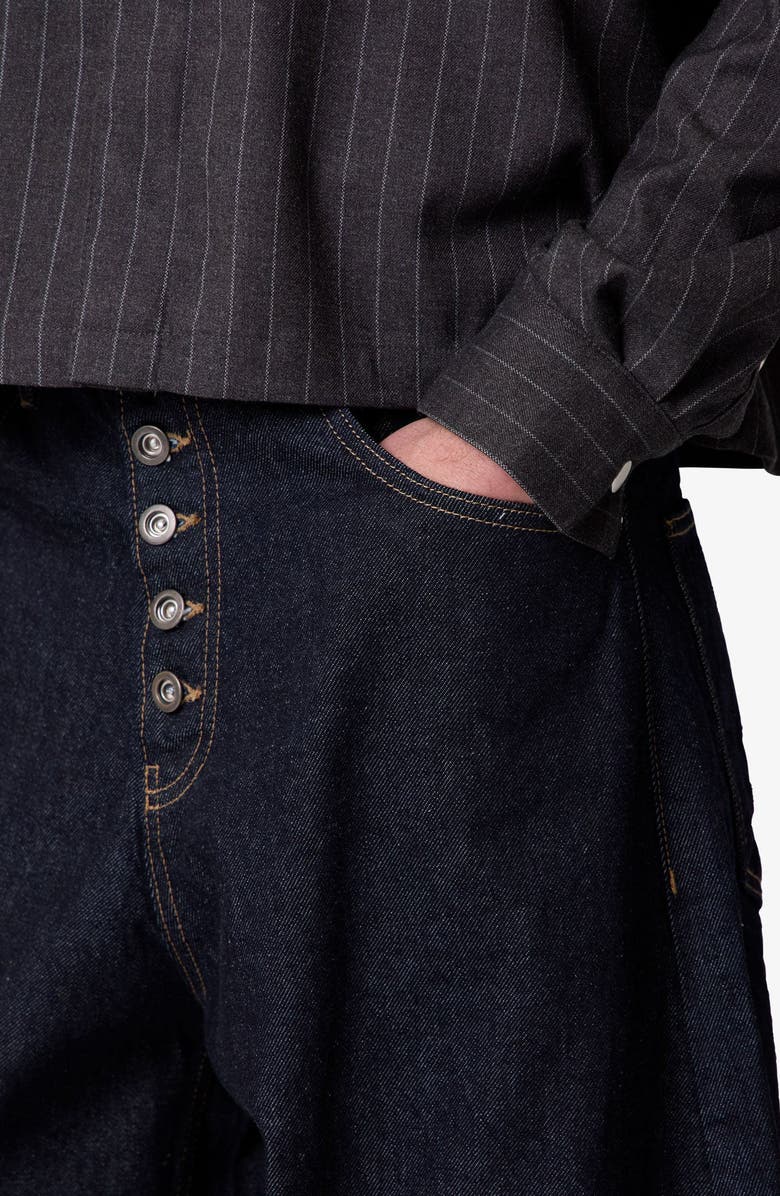 mnml Button Fly Barrel Leg Jeans, Alternate, color, 