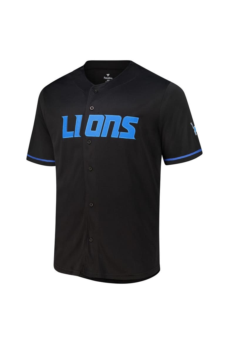 Men's Fanatics  Black Detroit Lions Pop Full-Button Jersey, Alternate, color, Black