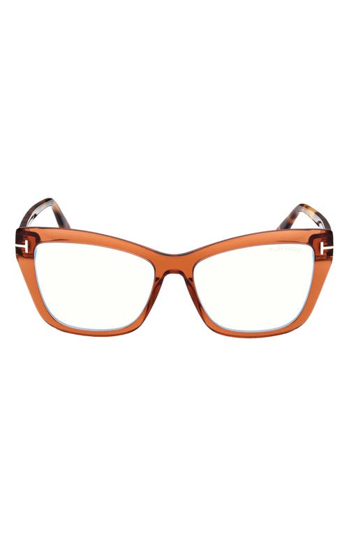 Tom Ford 55mm Cat Eye Blue Light Blocking Optical Glasses In Blue