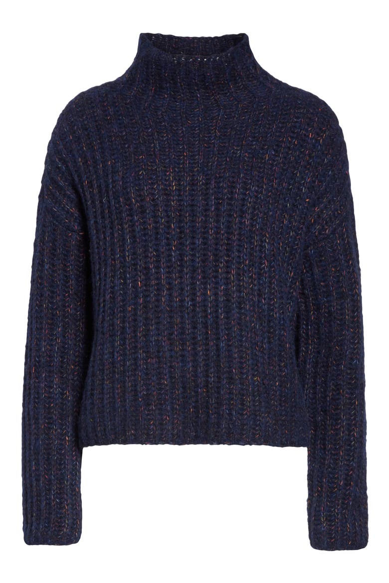 Funnel Neck Sweater, Alternate, color, NAVY/ RED