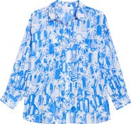 SUGARLIPS Nala Regie Print Cotton Button-Up Shirt