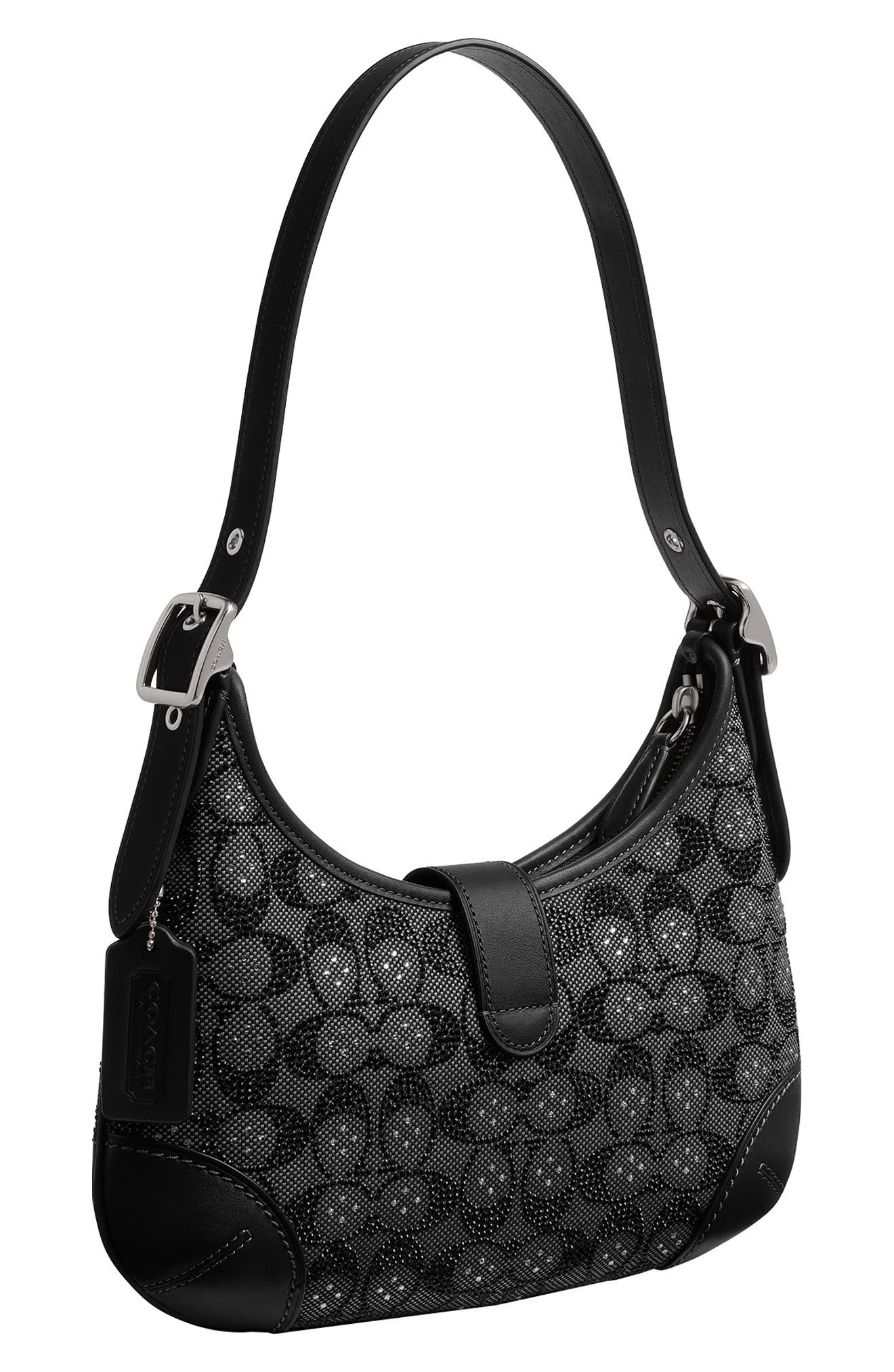 COACH Hamptons Crystal Signature Jacquard Hobo Bag, Alternate, color, 