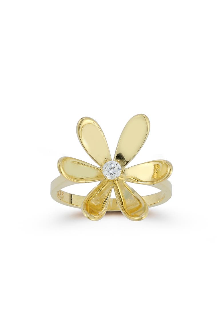 Cubic Zirconia Floral Ring, Alternate, color, GOLD