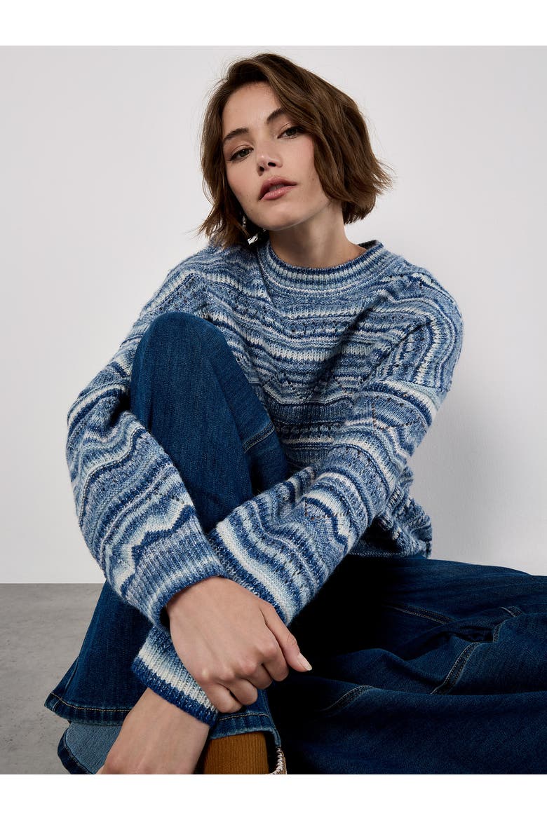 Pointelle Space Dye Knit Jumper, Main, color, Blue