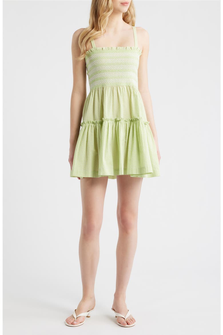 The Seraphina Nap Minidress, Main, color, GREEN/WHITE GINGHAM
