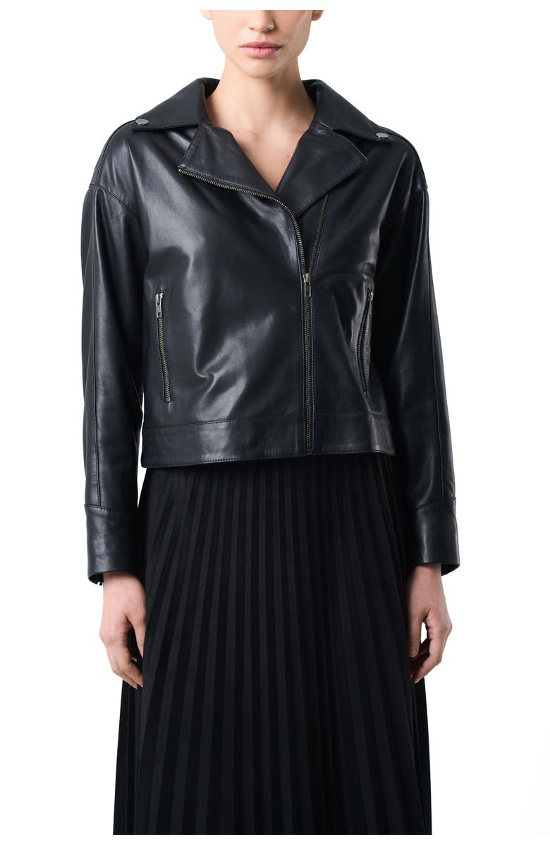 Velez Lyra Jacket in Leather for Women, Biker with Fringe, Main, color, Black