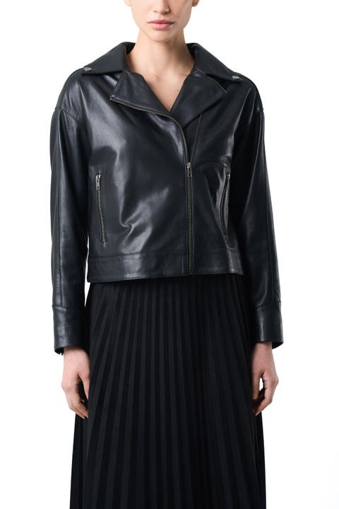 Lyra Jacket in Leather for Women, Biker with Fringe