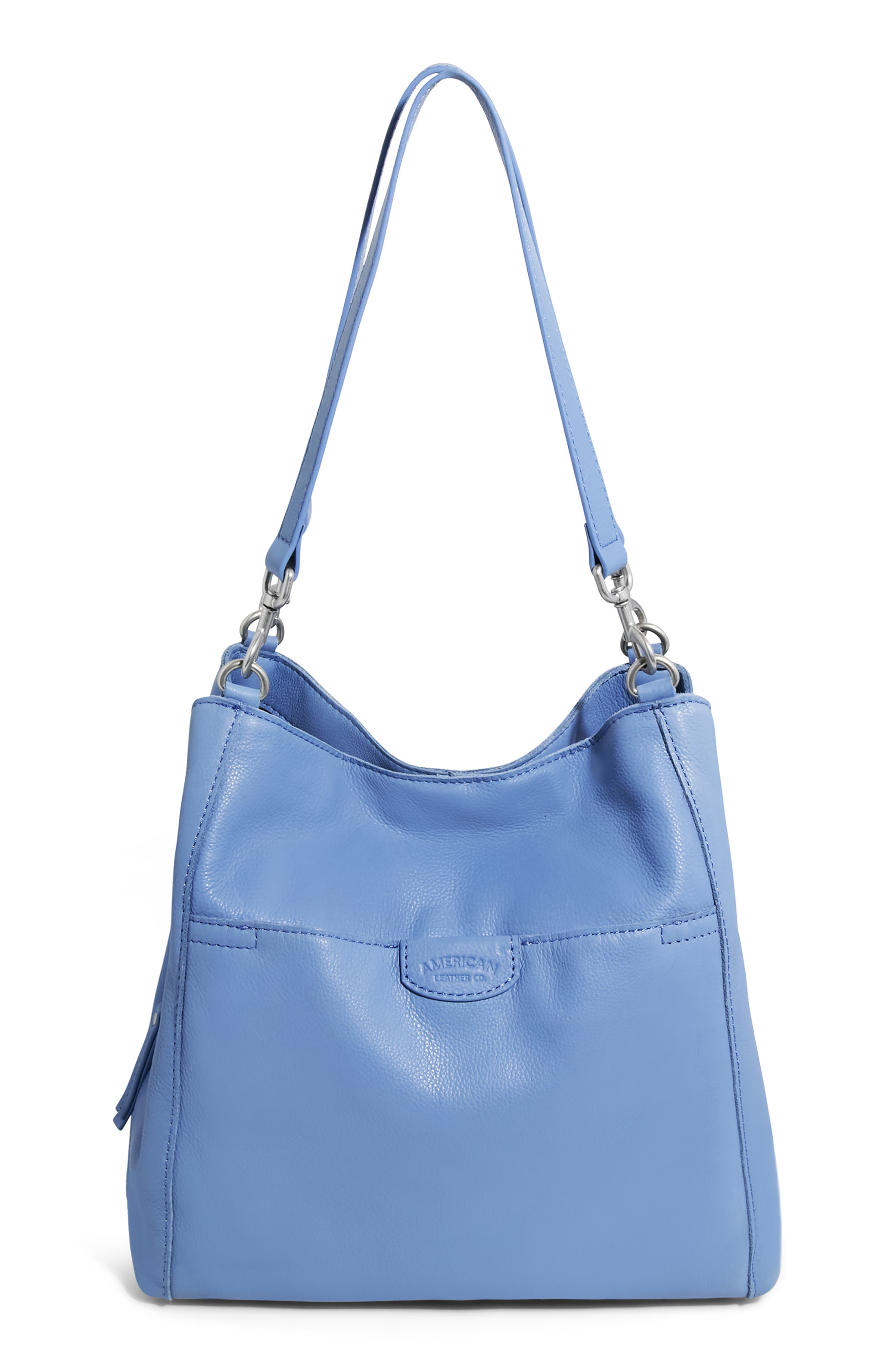 American Leather Co. Austin Leather Bucket Bag In Blue