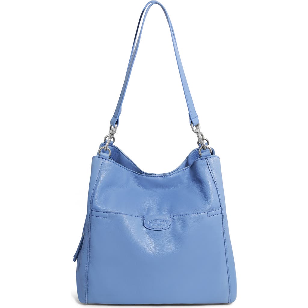 American Leather Co. Austin Leather Bucket Bag In Blue