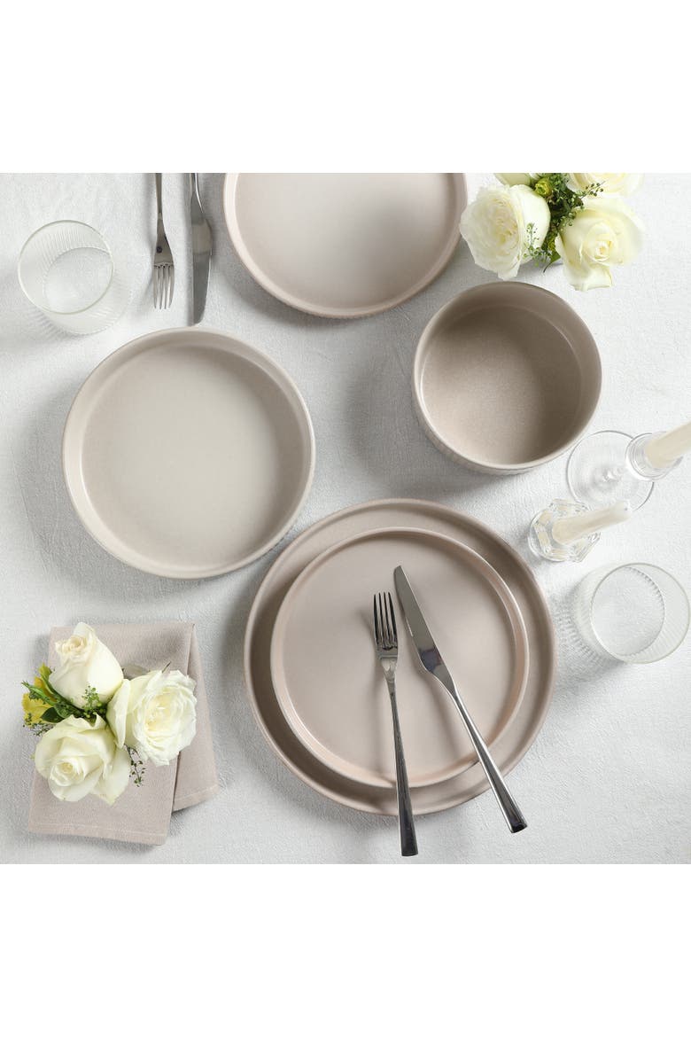 Haven Stoneware 32-Piece  Dinnerware Set with Pasta Bowls, Alternate, color, Beige