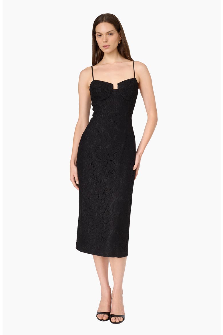 Sipsy Lace Midi Dress, Alternate, color, BLACK