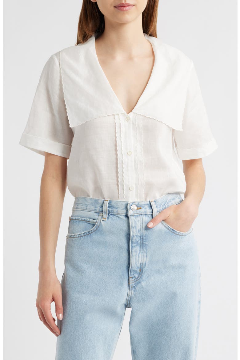 The Sailor Button-Up Top, Main, color, WHITE