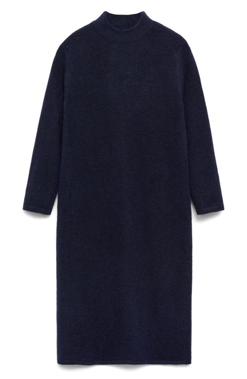 Mango Mock Neck Long Sleeve Sweater Dress In Dark Navy