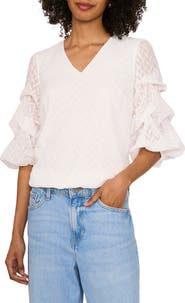 Vince Camuto Jacquard Bubble Sleeve Top