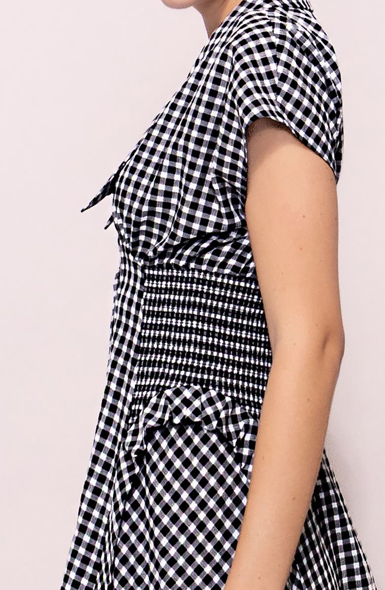 MELLODAY Gingham Smocked Waist Maxi Dress, Alternate, color, Black White Gingham