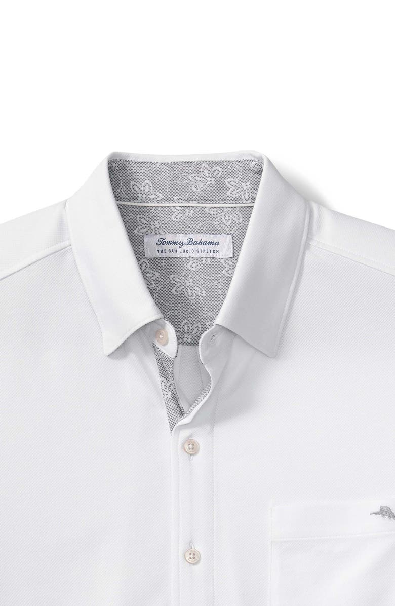 Tommy Bahama San Lucio Lotus Happy Hour IslandZone<sup>®</sup> Short Sleeve Cotton Blend Button-Up Shirt, Alternate, color, White