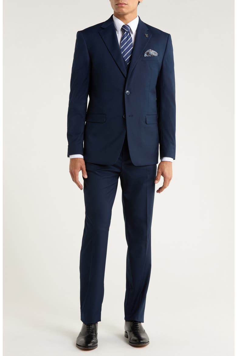 Navy Mélange 3-Piece Suit, Main, color, NAVY