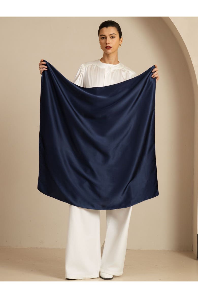 Pure Silk Classic Elegant Square Scarf, Alternate, color, DarkBlue